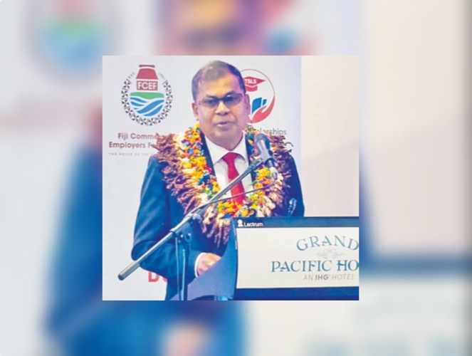 DPM and Finance Minister Biman Prasad addresses the pilot graduation of the 21 recipients pioneering the “Graduate Business Start-Up Scheme” in Suva last week. Picture: JOSEFA SIGAVOLAVOLA