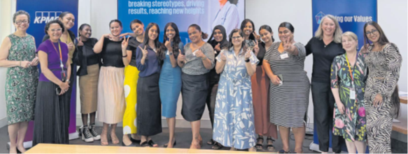 Representatives of KPMG and participants of the ‘It’s Her Future’ program after the training. Picture: JOSEFA SIGAVOLAVOLA
