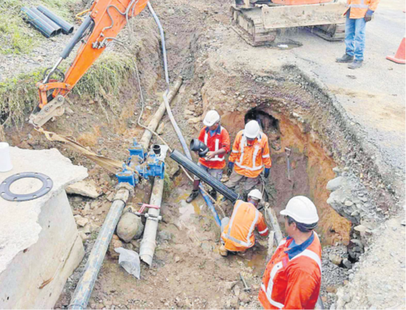 Water Authority of Fiji (WAF) workers attend to its damaged infrastructure early this year. Picture: WAF