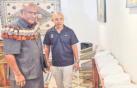 Lami Kava managing director Donny Yee takes Trade Mnister Manoa Kamikamica on a tour of the refurbished Vale Kava Lounge in Lami. Picture: MINISTRY OF TRADE