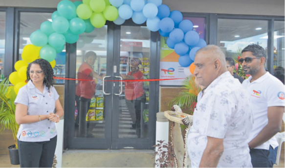 L–R: TotalEnergies managing director Bhavana Samel, Hanson’s Investments (Pte) Ltd managing director Suresh Kant and TotalEnergies vice president Retail Operations Jason Bali gather ahead of the ribbon-cutting ceremony to mark the relaunch of the TotalEnergies Nausori Service Station. Picture: TOTALENERGIES/SUPPLIED