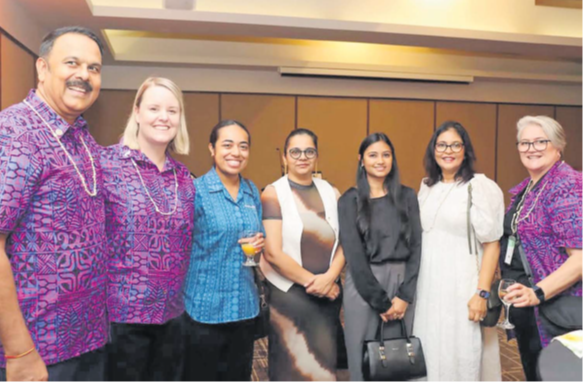 NZFBC president Chandar Sen, left, with guests during a networkin evening. Picture: JOSEFA SIGAVOLAVOLA