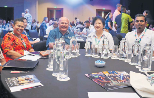 From left: Tanya Waqanika, DPM and Minister for Tourism Viliame Gavoka, Investment Fiji chairperson Jenny Seeto and Investment Fiji CEO Kamal Chetty at the AHICE meet in Nadi. Picture: SUPPLIED
