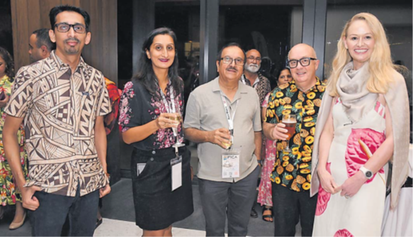 Chartered Accountants Australia and New Zealand (CA ANZ) CEO Ainslie van Onselen, right, with FICA members at the 50th FICA Annual Congress in Nadi last week. Picture REINAL CHAND