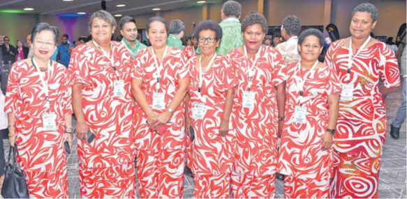 SPBD independent director Lorraine Seeto (left) with participants representing SPBD at the BAF MSME Conference 2025 held at the Sheraton Fiji Golf & Beach Resort in Denarau Nadi. Picture: REINAL CHAND