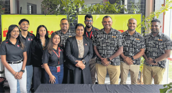 Representatives of Viti- Kart and DHL pictured here after the launch of their partnership at the Vodafone Fiji head office in Suva yesterday. Picture: JOSEFA SIGAVOLAVOLA