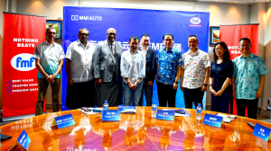 FMF managing director and CEO Sanjay Punja [fourth -left] pictured beside DPM and Trade Minister Manoa Kamikamica with the Chinese Delegation from Maimiao Auto Service Co Ltd. Picture: SUPPLIED