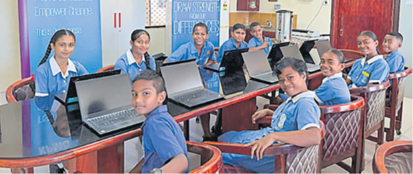 Tavua Primary School students with their laptops. Picture: SUPPLIED