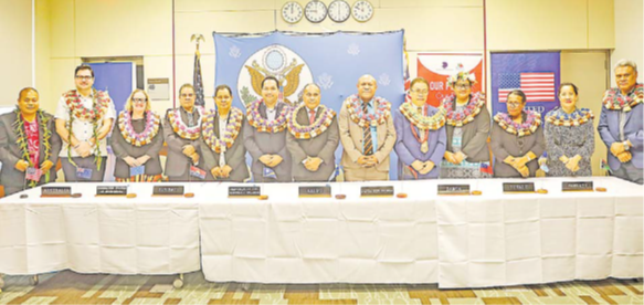 Some Pacific signatories to the US/Pacific Tuna Treaty at last year’s signing, when the Treaty was extended for another 10 years. The remaining six signatories, Fiji among them, signed later. Picture: FFA