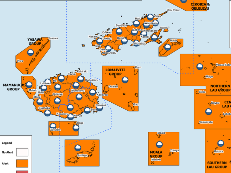 Heavy rain alert extended to cover entire Fiji group