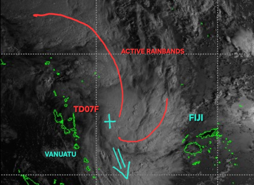 TD07F to bring heavy rain and strong winds as it tracks near Fiji