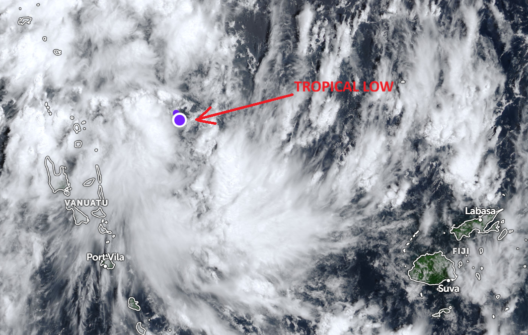 Tropical low monitored between Fiji and Vanuatu